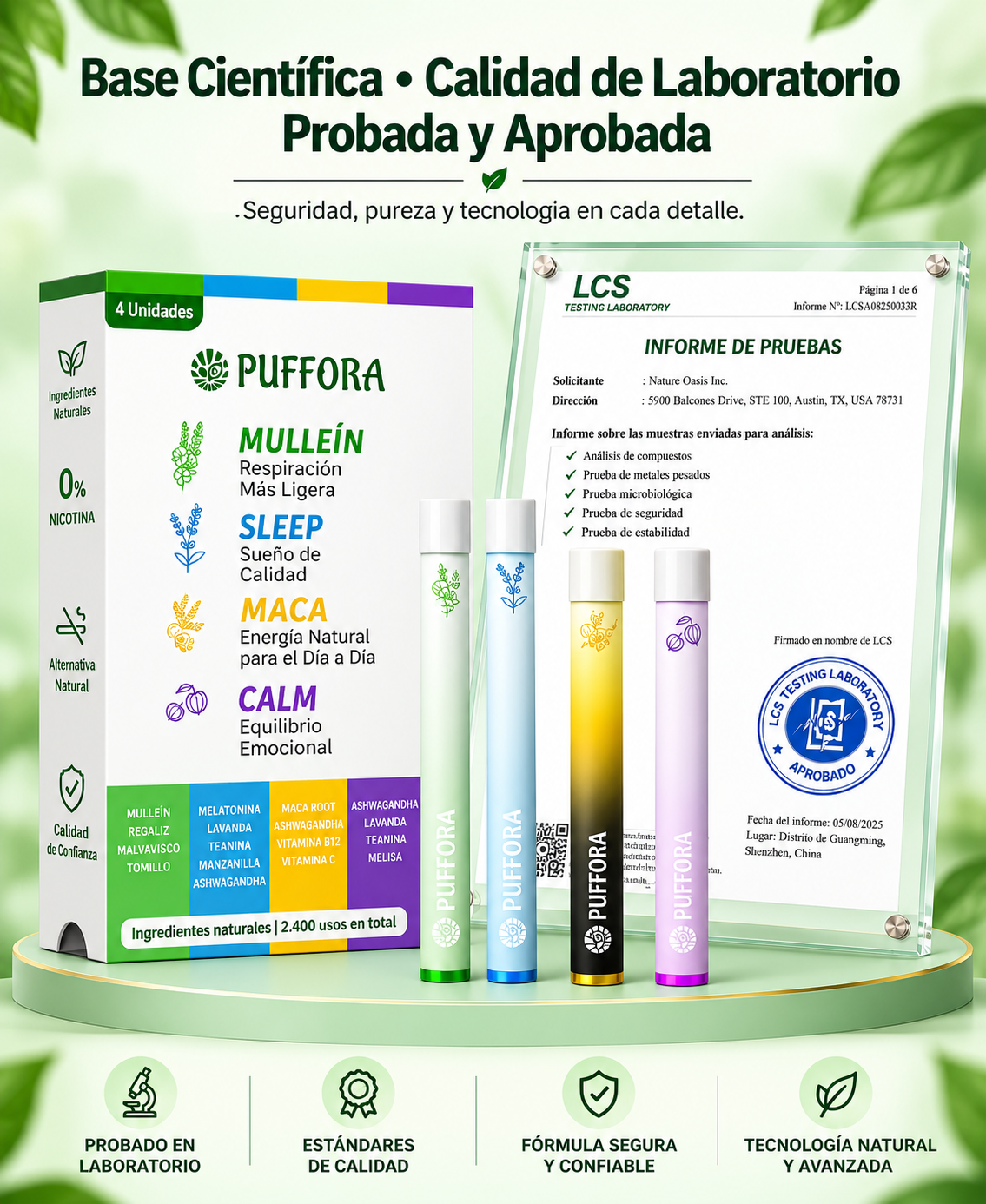 Puffora™ 4 en 1 — Vapor Aromático Antivape, Sin Nicotina