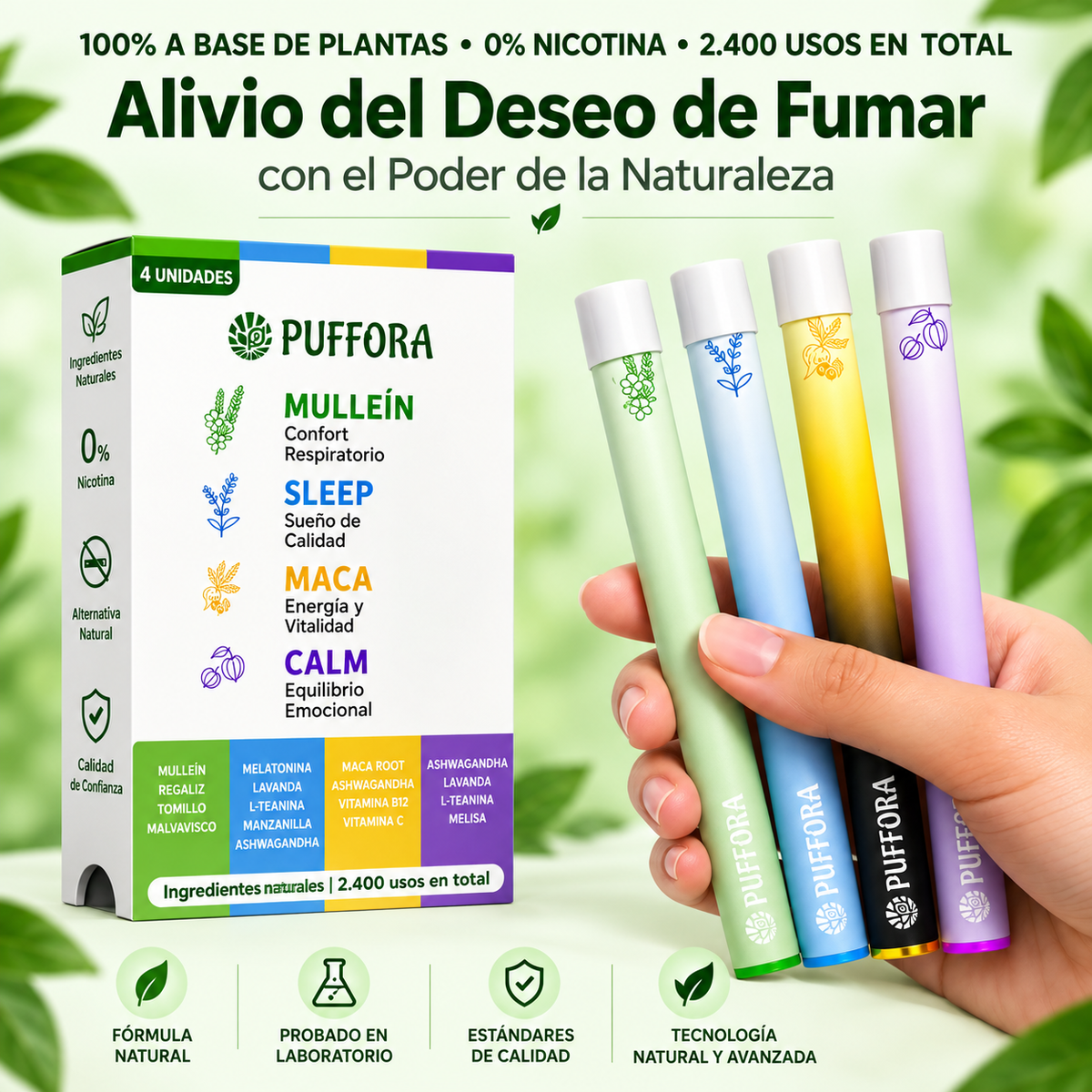 Puffora™ 4 en 1 — Vapor Aromático Antivape, Sin Nicotina